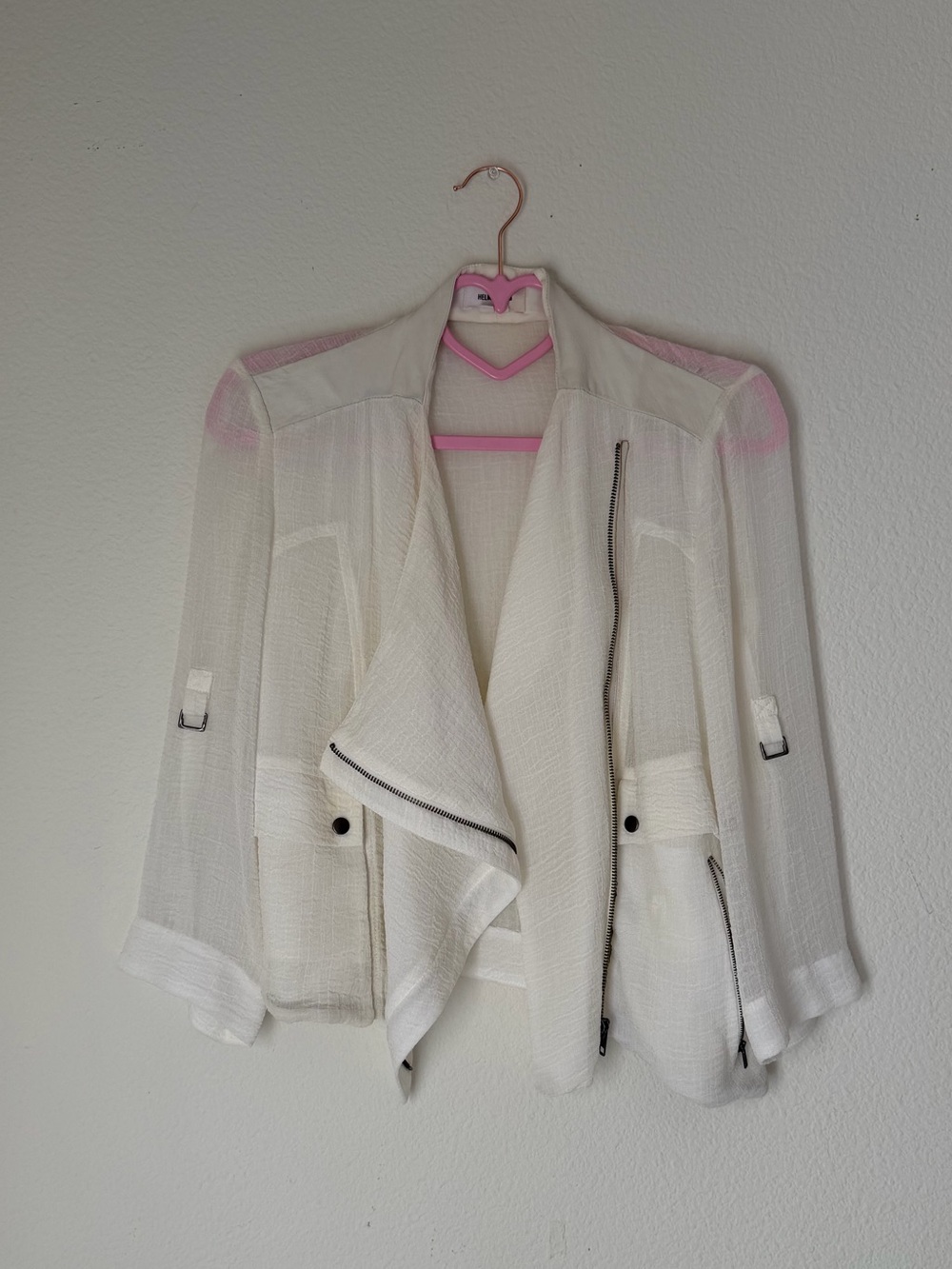 Helmut Lang Women’s White Textured Open-Front Jacket